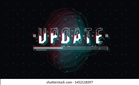 Update. Conceptual Layout with HUD elements for print and web. Lettering with futuristic user interface elements.