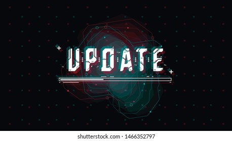 Update. Conceptual Layout with HUD elements for print and web. Lettering with futuristic user interface elements.