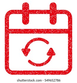 Update Day grainy textured icon for overlay watermark stamps. Flat symbol with dirty texture. Dotted vector red ink rubber seal stamp with grunge design on a white background.