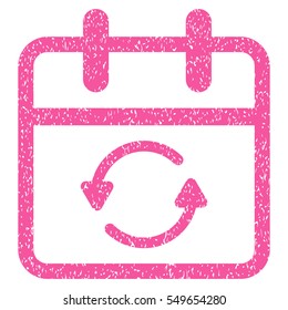 Update Day grainy textured icon for overlay watermark stamps. Flat symbol with dirty texture. Dotted vector pink ink rubber seal stamp with grunge design on a white background.