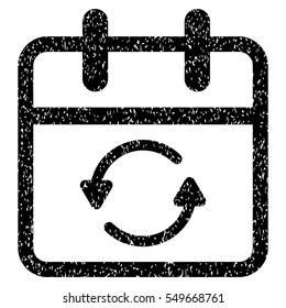 Update Day grainy textured icon for overlay watermark stamps. Flat symbol with unclean texture. Dotted vector black ink rubber seal stamp with grunge design on a white background.