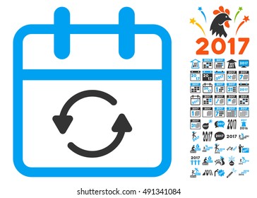 Update Day pictograph with bonus 2017 pictograph collection. Vector illustration style is flat iconic symbols, white background.