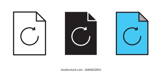 Icono de documento de Actualizar, trazo, Ilustración vectorial rellenada y coloreada para el Diseño web.