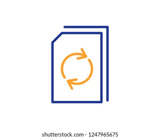Update Document line icon. Refresh Information File sign. Paper page concept symbol. Colorful outline concept. Blue and orange thin line color icon. Update document Vector