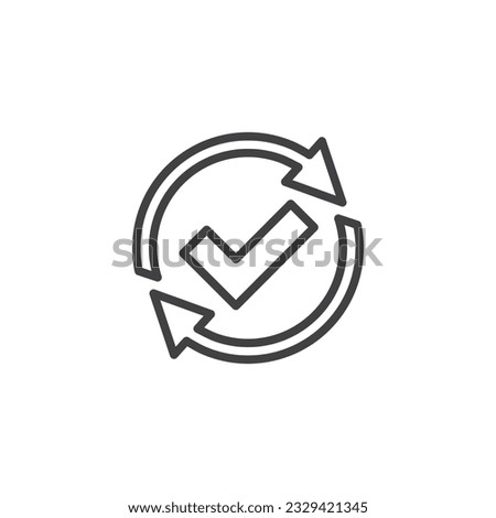 Update done line icon. linear style sign for mobile concept and web design. Check mark and arrows outline vector icon. Symbol, logo illustration. Vector graphics