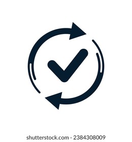 Update, download, ok. Vector icon isolated on white background.