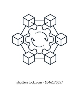 Update in the electronic database. Vector linear icon isolated on white background.