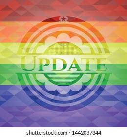Update emblem on mosaic background with the colors of the LGBT flag