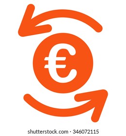 Update Euro Balance vector icon. Style is flat symbol, orange color, rounded angles, white background.