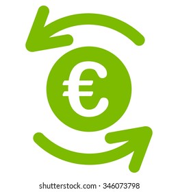 Update Euro Balance vector icon. Style is flat symbol, eco green color, rounded angles, white background.