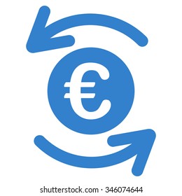 Update Euro Balance vector icon. Style is flat symbol, cobalt color, rounded angles, white background.