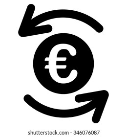 Update Euro Balance vector icon. Style is flat symbol, black color, rounded angles, white background.