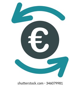 Update Euro Balance vector icon. Style is bicolor flat symbol, soft blue colors, rounded angles, white background.