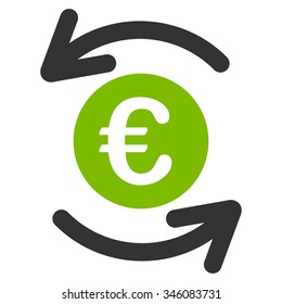 Update Euro Balance vector icon. Style is bicolor flat symbol, eco green and gray colors, rounded angles, white background.