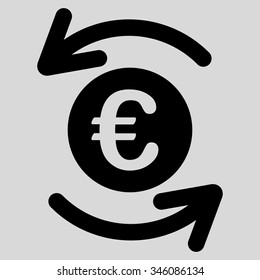 Update Euro Balance vector icon. Style is flat symbol, black color, rounded angles, light gray background.
