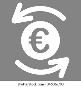 Update Euro Balance vector icon. Style is flat symbol, white color, rounded angles, gray background.