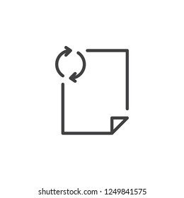Update file document outline icon. linear style sign for mobile concept and web design. File Refresh arrows simple line vector icon. Symbol, logo illustration. Pixel perfect vector graphics