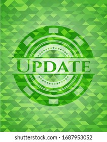 Actualizar emblema de mosaico verde. Ilustración vectorial. Detallado.