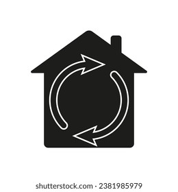 Update house icon. Vector illustration. Stock image.