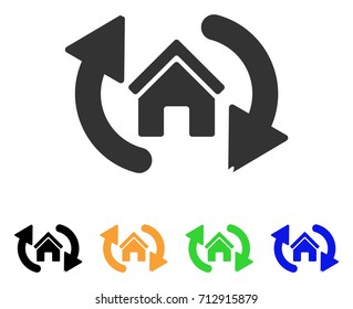 Update House icon. Vector illustration style is a flat iconic update house symbol with black, grey, green, blue, yellow color versions. Designed for web and software interfaces.