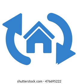 Update House icon. Vector style is flat iconic symbol, cobalt color, white background.