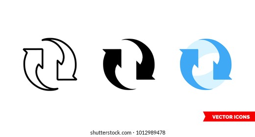 Update icon of 3 types: color, black and white, outline. Isolated vector sign symbol.