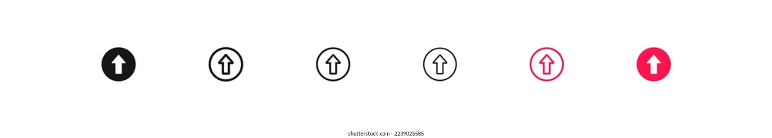 Icono de actualización. Signo de flecha arriba. Símbolo de actualización. Iconos de dirección superior. Color rojo y negro. Signo aislado del vector.