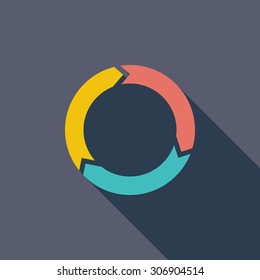 Update icon. Flat vector related icon with long shadow for web and mobile applications. It can be used as - logo, pictogram, icon, infographic element. Vector Illustration.