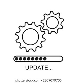 Update icon with gears. Loading or updating files, installing or updating new software etc. Modern flat design. Vector illustration. Isolated on white background
