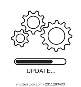 Update icon with gears. Loading or updating files, installing or updating new software etc. Modern flat design. Vector illustration. Isolated on white background