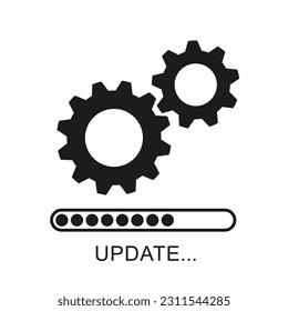 Update icon with gears. Loading or updating files, installing or updating new software etc. Modern flat design. Vector illustration. Isolated on white background