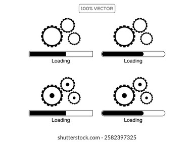 Update icon with gears. Loading or updating files, install new software, operating system, update. vector template illustration