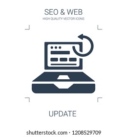 update icon. high quality filled update icon on white background. from seo web collection flat trendy vector update symbol. use for web and mobile