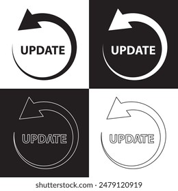 Icono de Actualizar. aislado sobre fondo blanco y negro. EPS 10