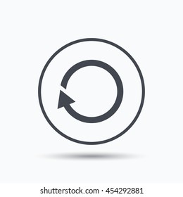Update icon. Refresh or repeat symbol. Circle button with flat web icon on white background. Vector
