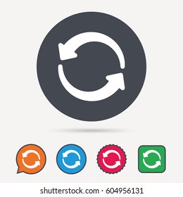Update Icon. Refresh Or Repeat Symbol. Circle, Speech Bubble And Star Buttons. Flat Web Icons. Vector