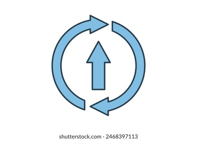 ícono de Actualizar. ícono relacionado con la configuración y configuración. adecuado para Sitio web, App, interfaces de usuario, imprimible, etc. estilo de ícono de línea plana. diseño de Vector simple editable