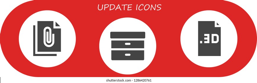  update icon set. 3 filled update icons. Simple modern icons about  - File, Filing