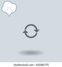 Update icon with shadow. Cloud of download with arrow.