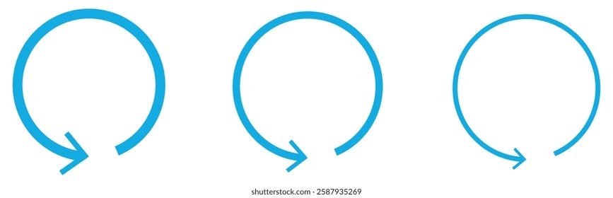 Update icon vector, Refresh icon set. Reload icon vector. circular arrow , refresh, reload. Set of circle arrows rotating on white background. Blue refresh arrow icon vector