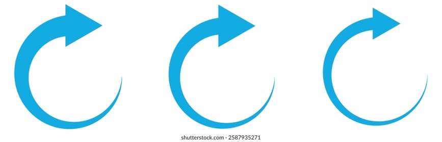 Update icon vector, Refresh icon set. Reload icon vector. circular arrow , refresh, reload. Set of circle arrows rotating on white background. Blue refresh arrow icon vector