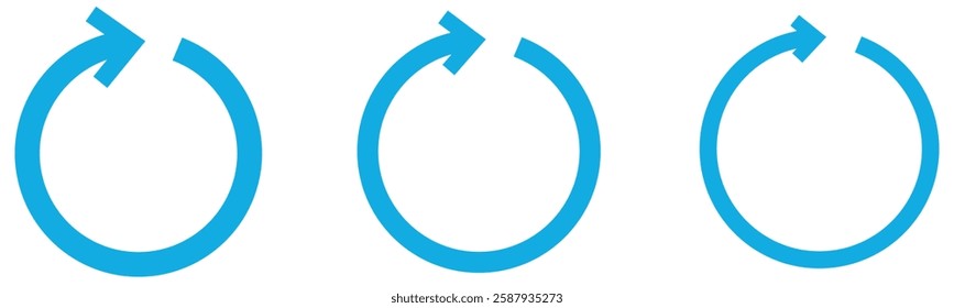 Update icon vector, Refresh icon set. Reload icon vector. circular arrow , refresh, reload. Set of circle arrows rotating on white background. Blue refresh arrow icon vector