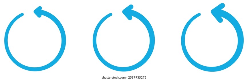 Update icon vector, Refresh icon set. Reload icon vector. circular arrow , refresh, reload. Set of circle arrows rotating on white background. Blue refresh arrow icon vector