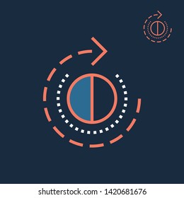 Update icon vector. Reload symbol. Refresh emblem for button design. Minimal circle icon arrow in line style. Editable stroke, pixel perfect badge for app design of web site.