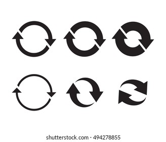 Conjunto de iconos de actualización, negro en fondo blanco