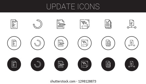 update icons set. Collection of update with file, reload, route. Editable and scalable update icons.