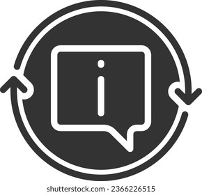 Update information black glyph icon. Actual data on base. Update catalogue. Current answers for users. Silhouette symbol on white space. Solid pictogram. Vector isolated illustration