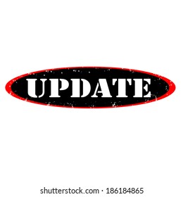 Update label stamp, on white background, vector illustration