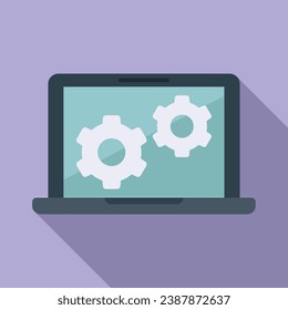 Update laptop soft icon flat vector. Pc fix. Repair screen
