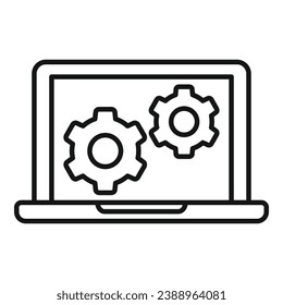 Update laptop soft icon outline vector. Pc fix. Repair screen